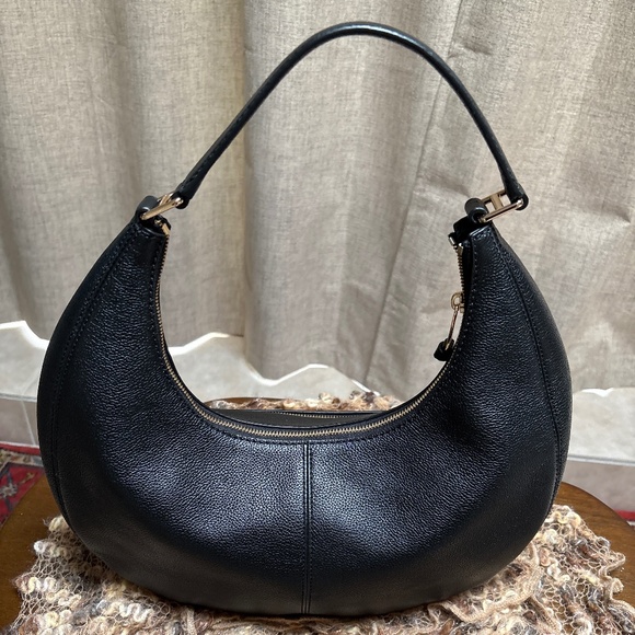 Michael Kors Pebbled Leather Half-Moon Zip Shoulder Bag –Black - Picture 3 of 4